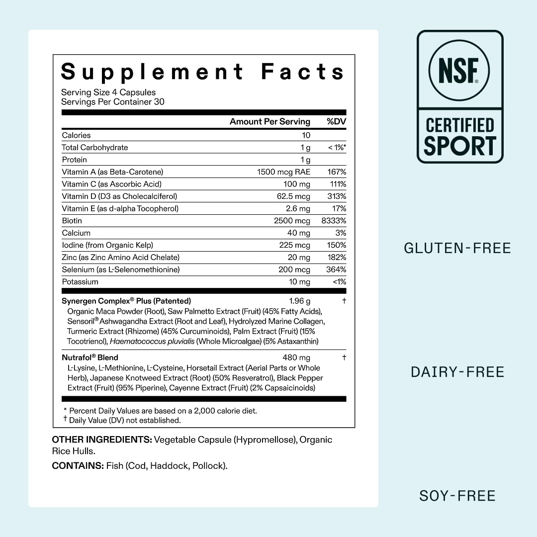 Nutrafol Women's Balance Hair Growth Supplements, Ages 45 and Up, Clinically Proven for Visibly Thicker Hair and Scalp Coverage in 3-6 Months, Dermatologist Recommended - 1 Month Supply Refill Pouch NutrafolUS supplements