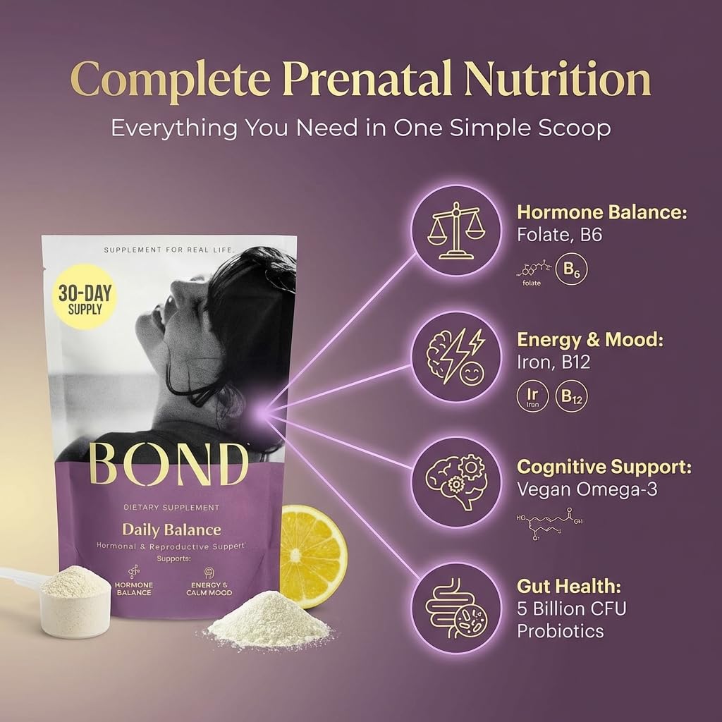 BOND Prenatal Vitamin Drink Mix for Women with Iron, Supports Hormone Balance, Folate & B12 for Energy & Calm Mood, Plant-Based Omega-3 for Cognitive Support, Magnesium, D3, B6, Non-GMO, 30-day Supply BONDAu supplements