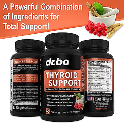 Thyroid Support for Women & Men Supplement - Natural Metabolism, Mood & Energy Enhancer DR. BOUS supplements