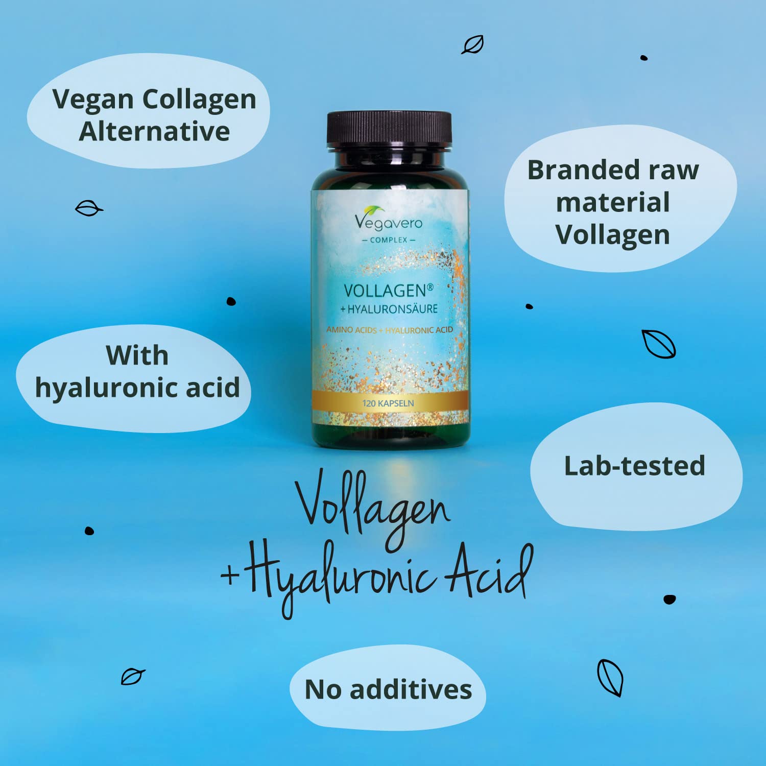 Vegavero Vegan Collagen Complex + Hyaluronic Acid | NO Additives | Vegan Collagen Powder Vollagen® VegaveroAu supplements