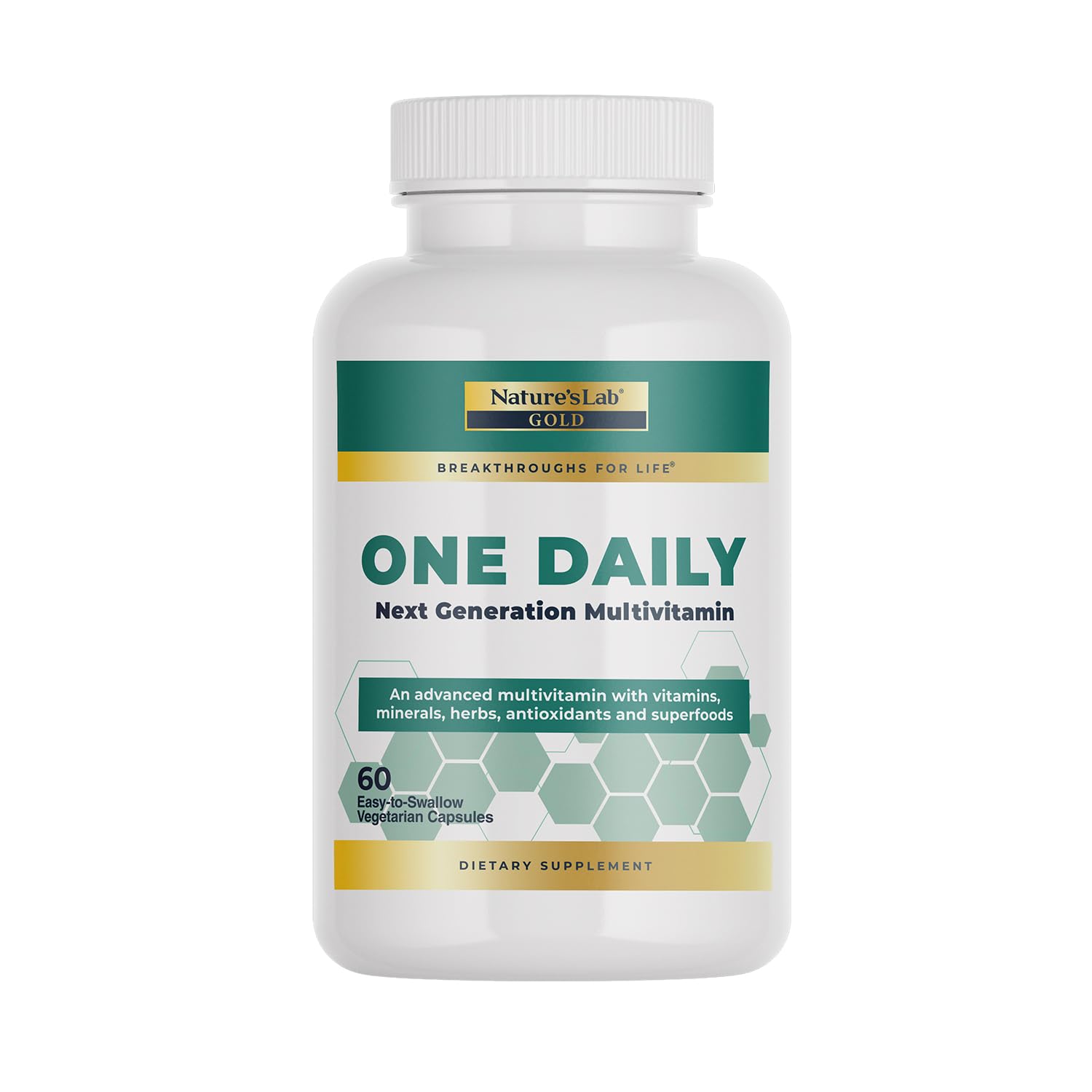 Nature's Lab Gold One Daily Multivitamin - Contains 19 Essential Vitamins & Minerals including Vitamin C, D3 & Zinc - 60 Capsules (2 Month Supply) Nature's LabAu supplements