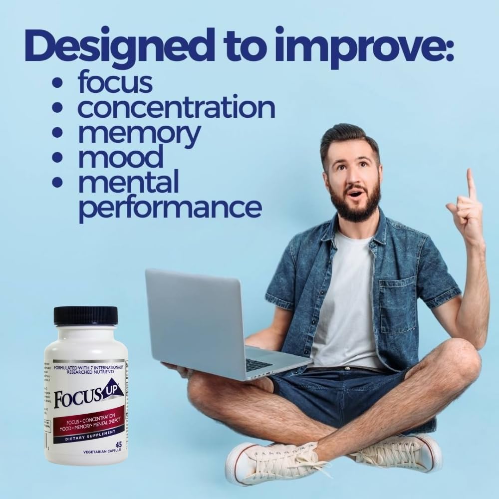 FocusUP Brain & Energy Support Supplement – Natural Nootropic Capsules with Acetyl L-Carnitine, Rhodiola, DMAE & Huperzine-A | Supports Focus, Memory, Mood & Mental Clarity | 45 Sugar-Free Capsules XoomaAu supplements