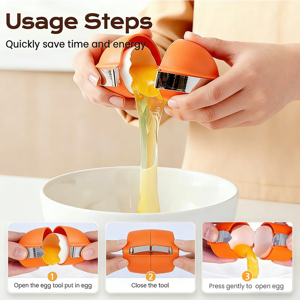 New Egg Shell Opener Egg Cracker Tool Stainless Steel, Multifunctional Egg Shell Opener for Raw Or Hard-Boiled Eggs, Kitchen Gadget for Cooking Baking (Orange Red) CLRZOLAu supplements