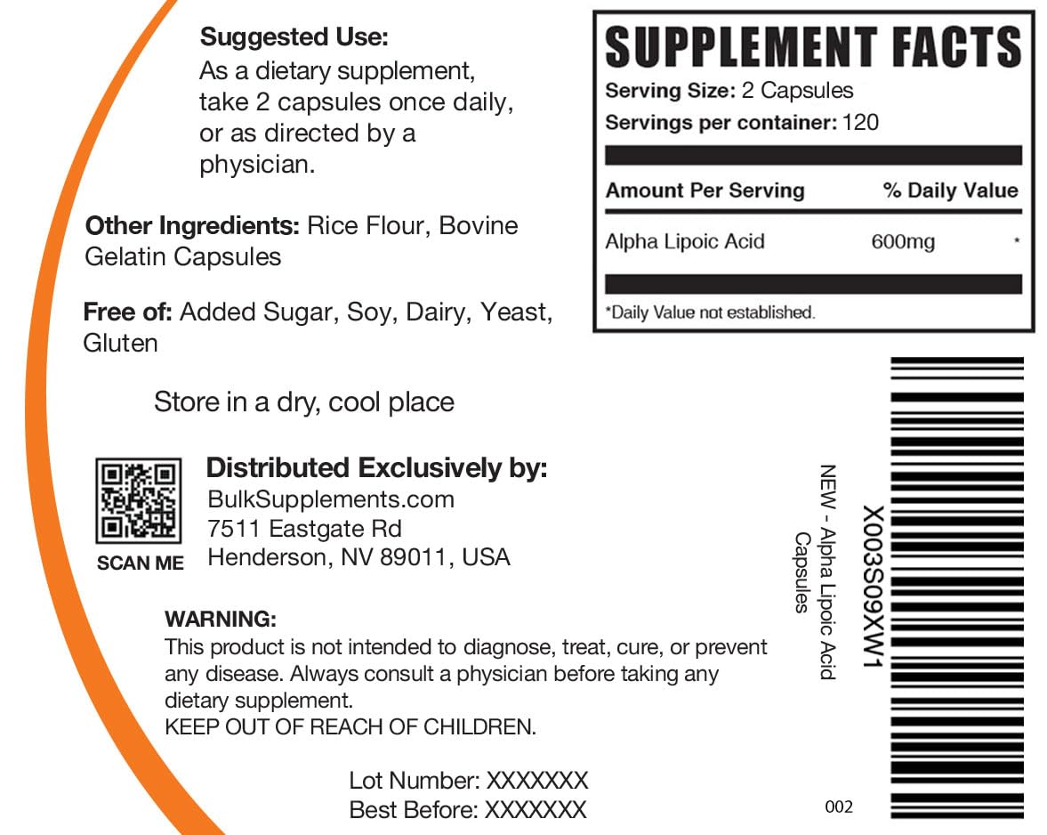 BULKSUPPLEMENTS.COM Alpha Lipoic Acid Capsules - ALA Supplement, Alpha Lipoic BULKSUPPLEMENTS.COMUS supplements