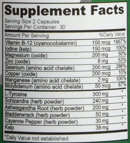 NusaPure Premium Thyroid Support Supplement (Non-GMO) 120 caps for with Ashwaganda NusaPureUS supplements