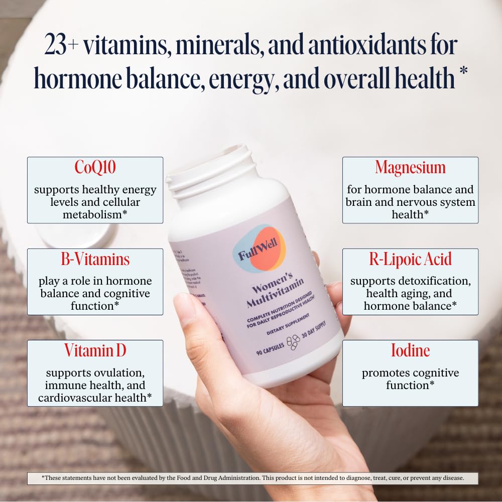 FullWell Women's Multivitamin - Daily Multivitamin for Reproductive Health - Supports Future Fertility, Hormone Balance & Overall Wellness - Antioxidant Blend - CoQ10 & PQQ - 90 Count (30 Servings) FullWellAu supplements