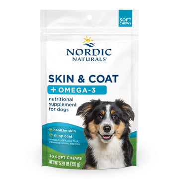 Nordic Naturals Pet Skin & Coat Soft Chews with Omega-3-30 Pork Bone Broth Flavored Soft Chews - Nutritional Support for Healthy Skin & a Soft and Shiny Coat - Non-GMO and IFOS Certified Nordic NaturalsAu supplements