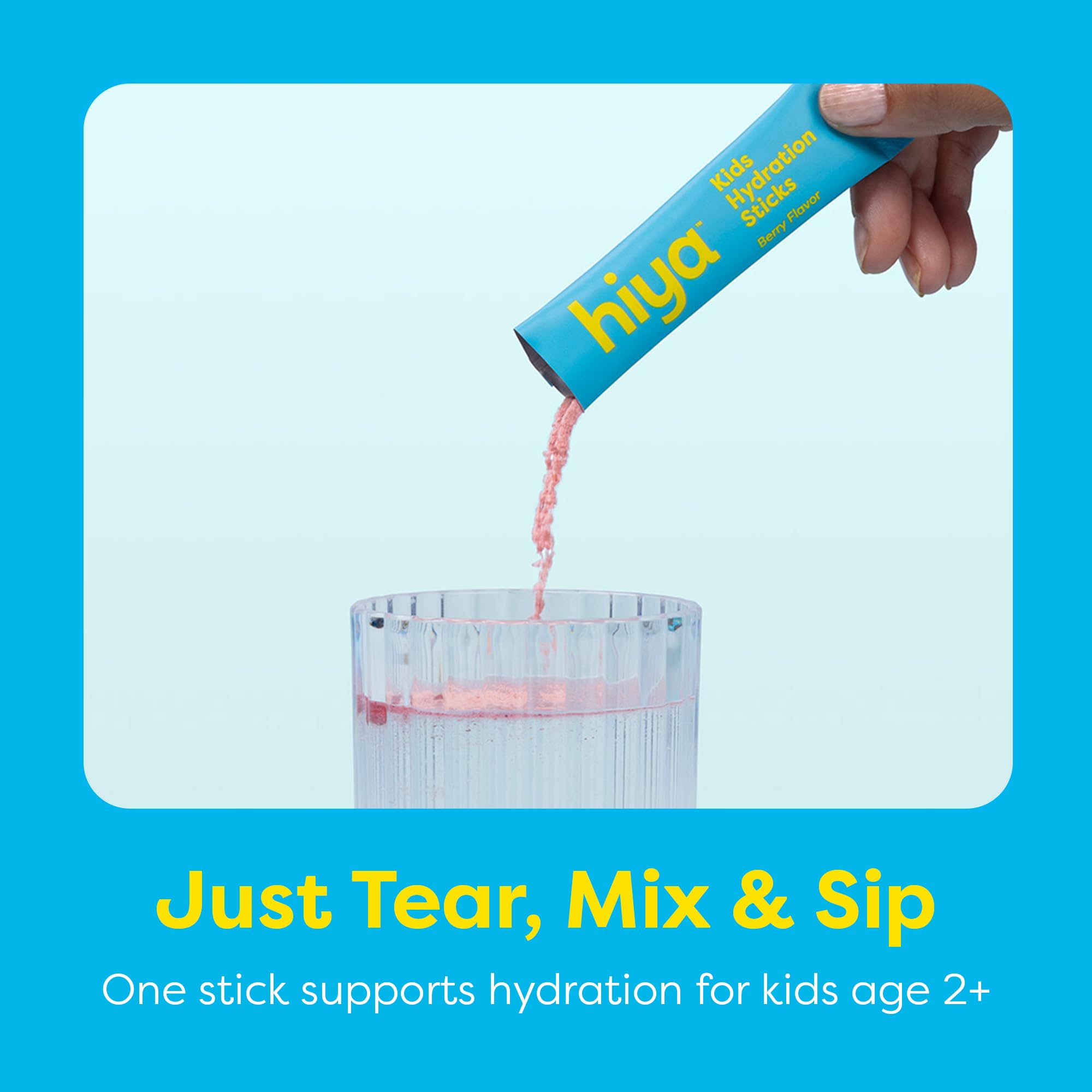 Hiya Kids Hydration with Electrolytes - Zero Added Sugar Berry Flavored Kids Hydration Packets - 15 Sticks - Travel-Friendly Drink Mix for Children Ages 2+ HIYAAu supplements