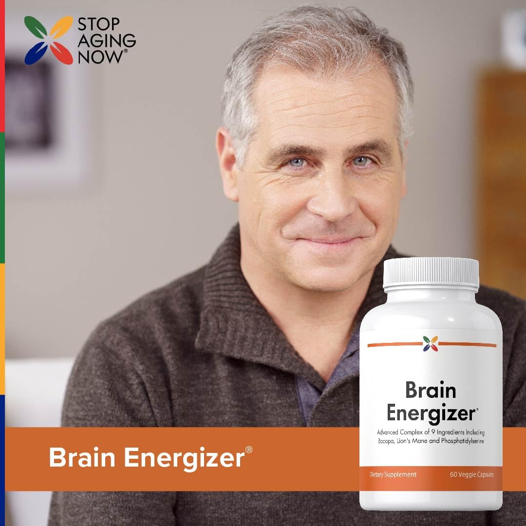 Stop Aging Now - Brain Supplement Complex - with Ginkgo Biloba, Lion's Mane, Bacopa, and DMAE - 60 Vegetarian Capsules - Advanced Blend Stop Aging NowAu supplements