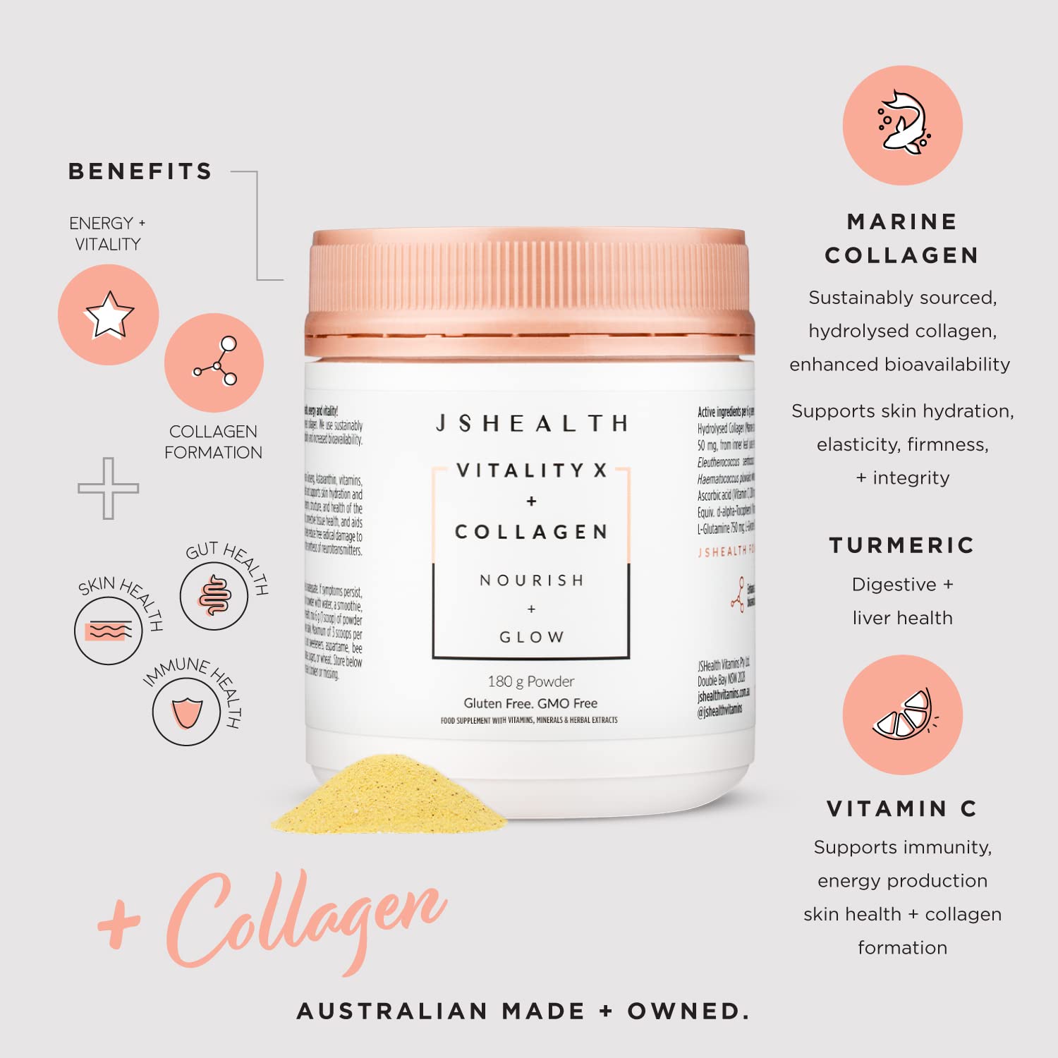 JSHealth Vitamins Vitality X + Collagen - Beauty Powder Supplement with Vitamins C & E JSHealthAu supplements