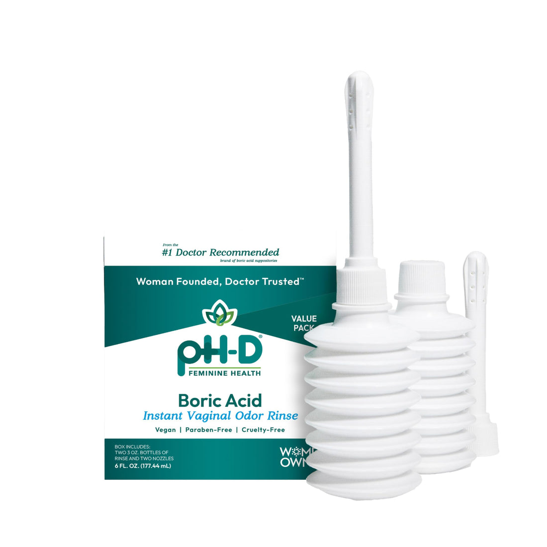 pH-D Feminine Health Support - Instant Odor Rinse with Boric Acid for Vaginal Odor - Vegan, Paraben-Free, Cruelty-Free, 6 Fl Oz Total, (3 Fl Oz, Pack of 2) pH-D Feminine Health SupportUS supplements