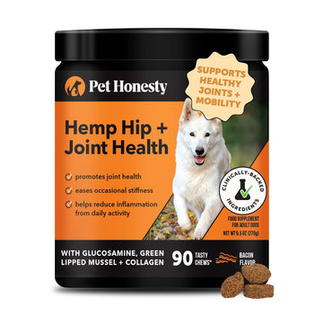 Hemp Hip & Joint Supplement for Dogs - Hemp Oil & Powder - Glucosamine Chondroitin for Dogs, Turmeric, MSM, Green-Lipped Mussel, Supports Mobility, May Reduce Discomfort (Bacon) Pet HonestyAu supplements