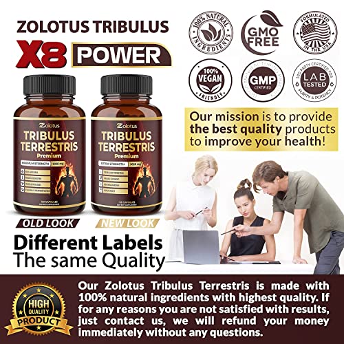 Tribulus Terrestris Supplement for Men & Women, 9050mg Per Capsule, 5-Month Supply ZolotusAu supplements