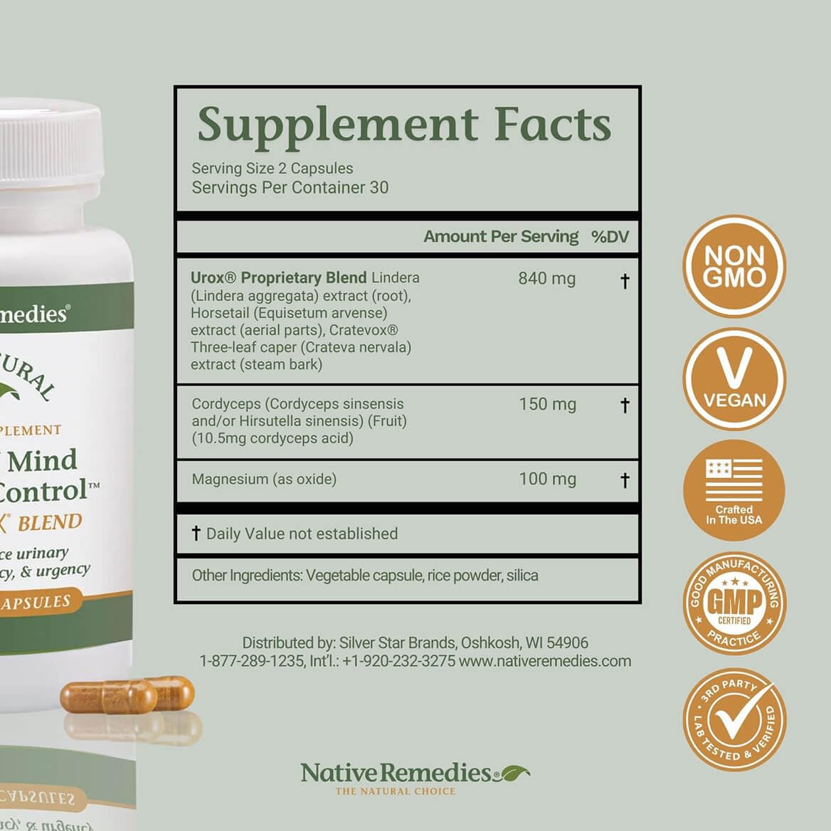 Native Remedies Bladder Control Supplements - Peace of Mind with Urox - Bladder Support for Women & Men, for Overactive Bladders Health - Reduce Nighttime Urination - Non-GMO Vegan Capsules (60 Count) Native RemediesAu supplements