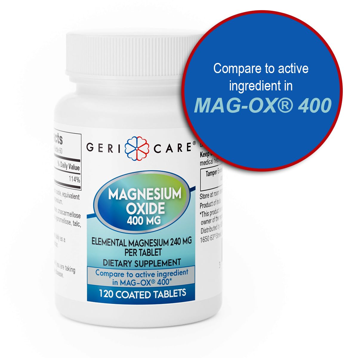 GeriCare Magnesium Oxide Supplement 240 mg of Elemental Magnesium, 120 Tablets, Essential Mineral Support, Promotes Vascular Health, Bone Strength, and Muscle Function (Pack of 1) GeriCareAu supplements
