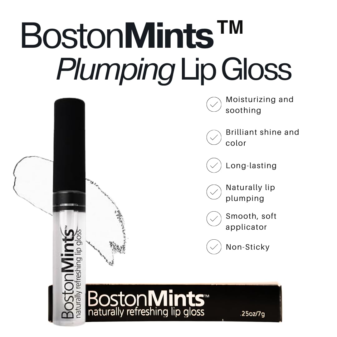 Healthy, Naturally Lip Plumping Clear LipGloss, Southie Pout (.25oz) - Vegan, Plant-Based ingredients. Cooling Mint Enhances Fullness, while Avocado Oil and Jojoba provides lasting Hydration. Boston MintsAu supplements