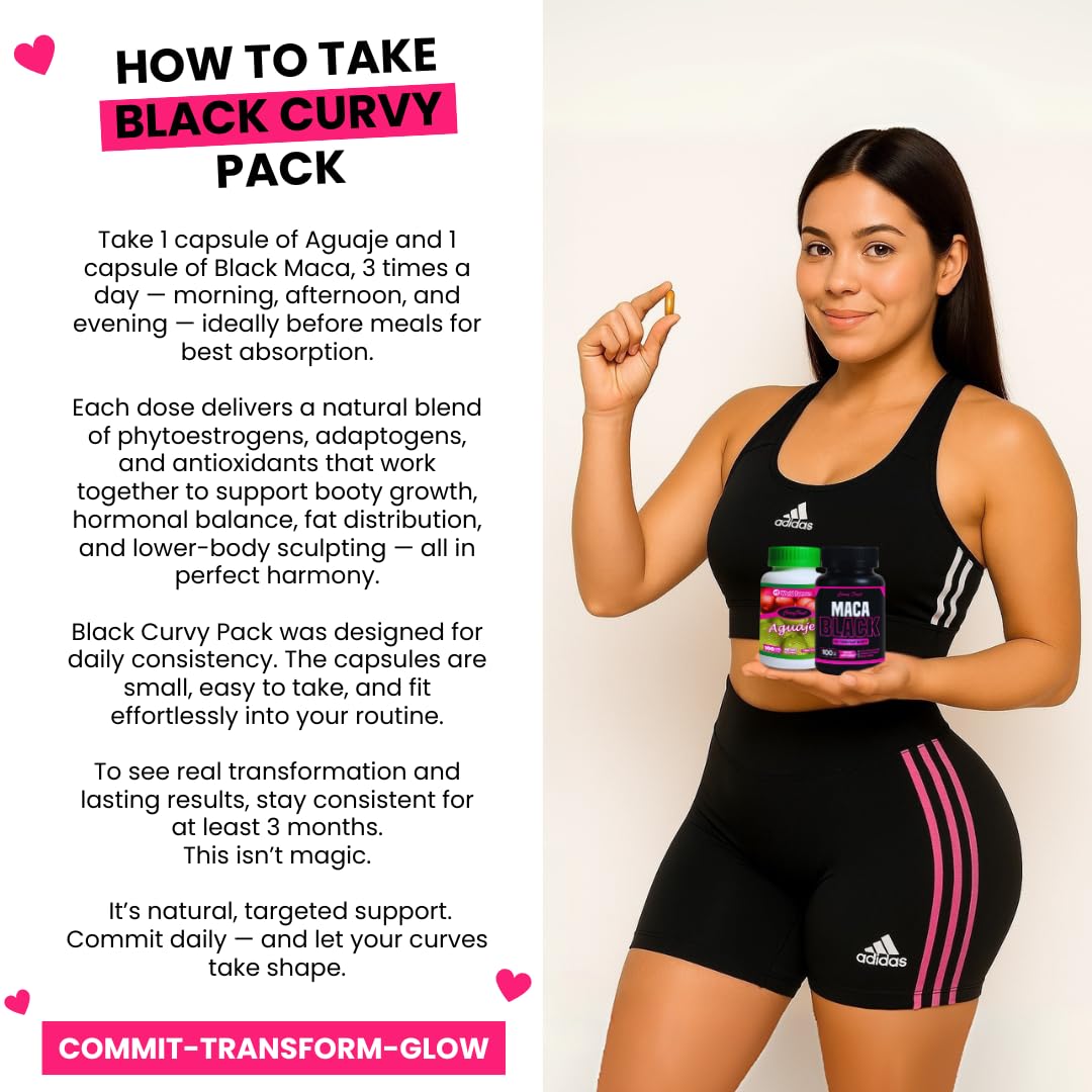 Maximum Booty Growth – Aguaje + Black Maca Pills for Women – Glute Volume Enhancer - Black Curvy Pack Curvy FruitAu supplements
