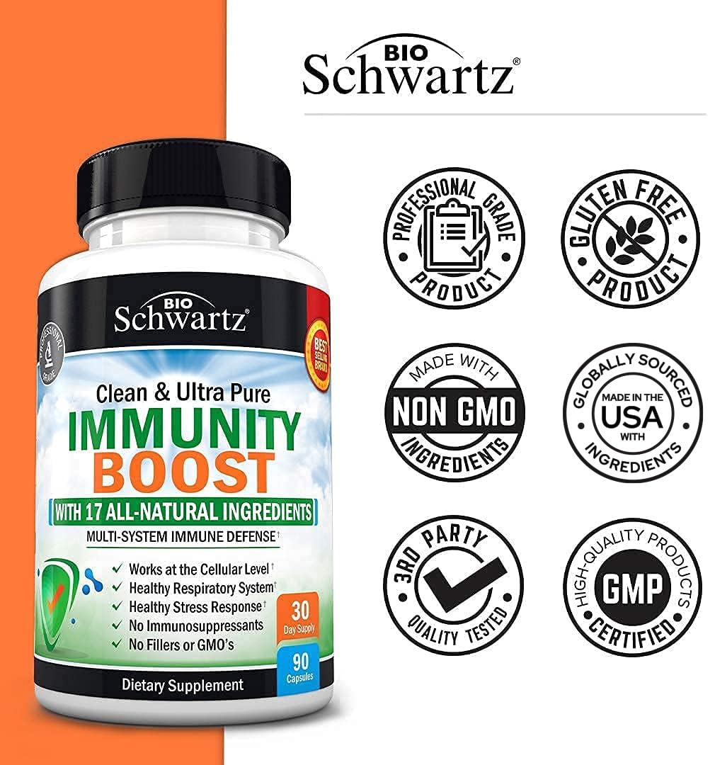 Immune Support Supplement with Vitamin C 1000mg Zinc Elderberry Extract Ginger BioSchwartzAu supplements