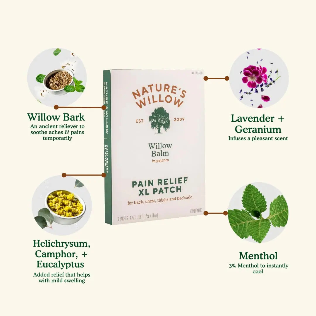 Nature's Willow Relief Patches – Fast-Acting, Plant-Based Topical Solution to Help with Sore Muscles & Joints | 6 Patches per Pack | 1-Pack Nature's WillowAu supplements