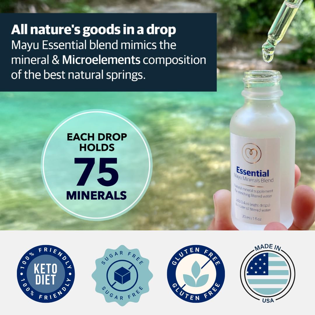 MAYU Trace Mineral Drops - 3 Bottles - 80+ Full-Spectrum Ionic Minerals for Water - Great-Tasting Mineral Supplement for Hydration - Magnesium, Potassium & Zinc - No Additives - 90 Servings mayuAu supplements
