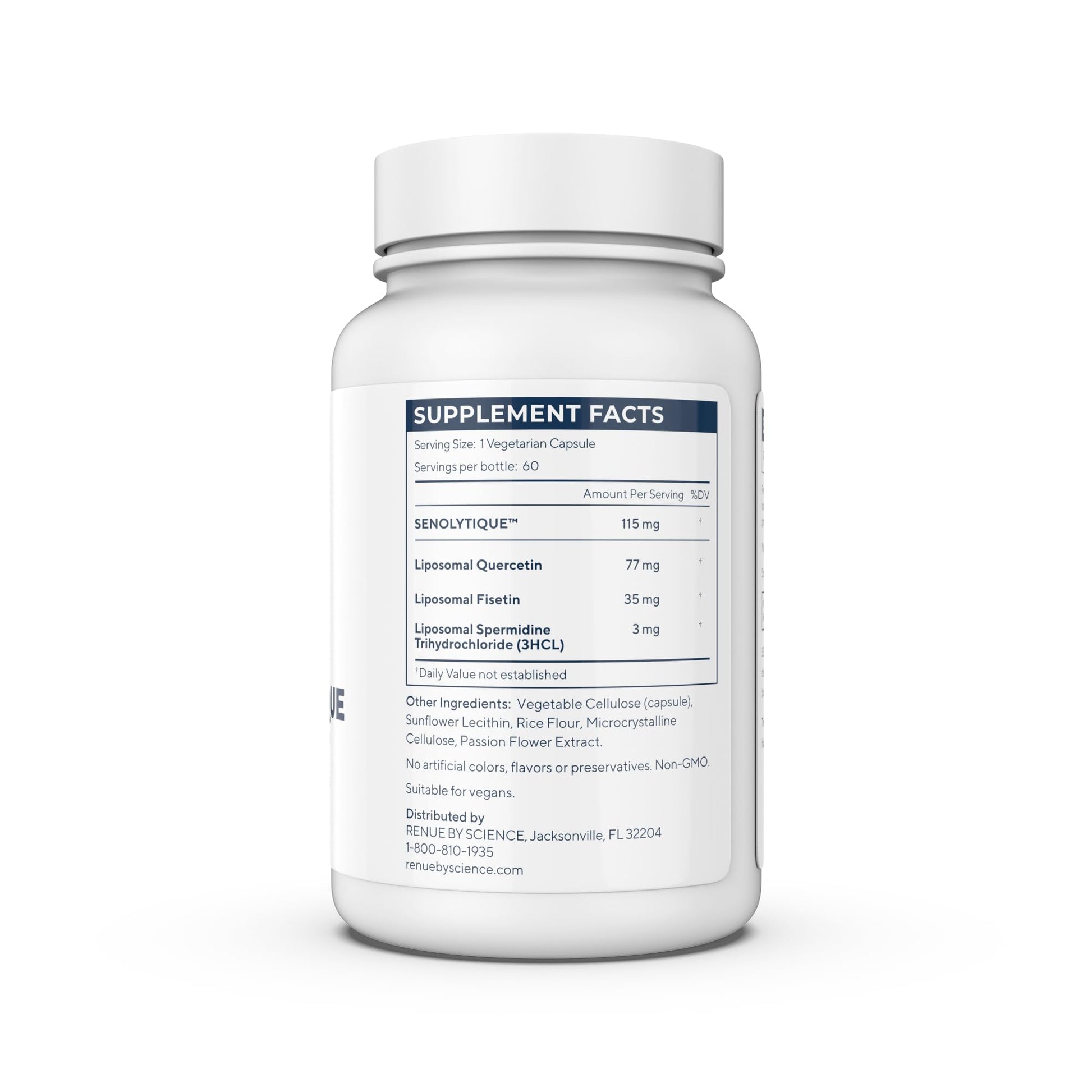 Renue By Science Senolytique Senolytic Supplements | 60 Capsules with Fisetin (35mg) Quercetin (78mg) & Spermidine (3mg) per Serving | Liposomal Formula | Manufactured in The USA & Third-Party Tested Renue By ScienceUS supplements