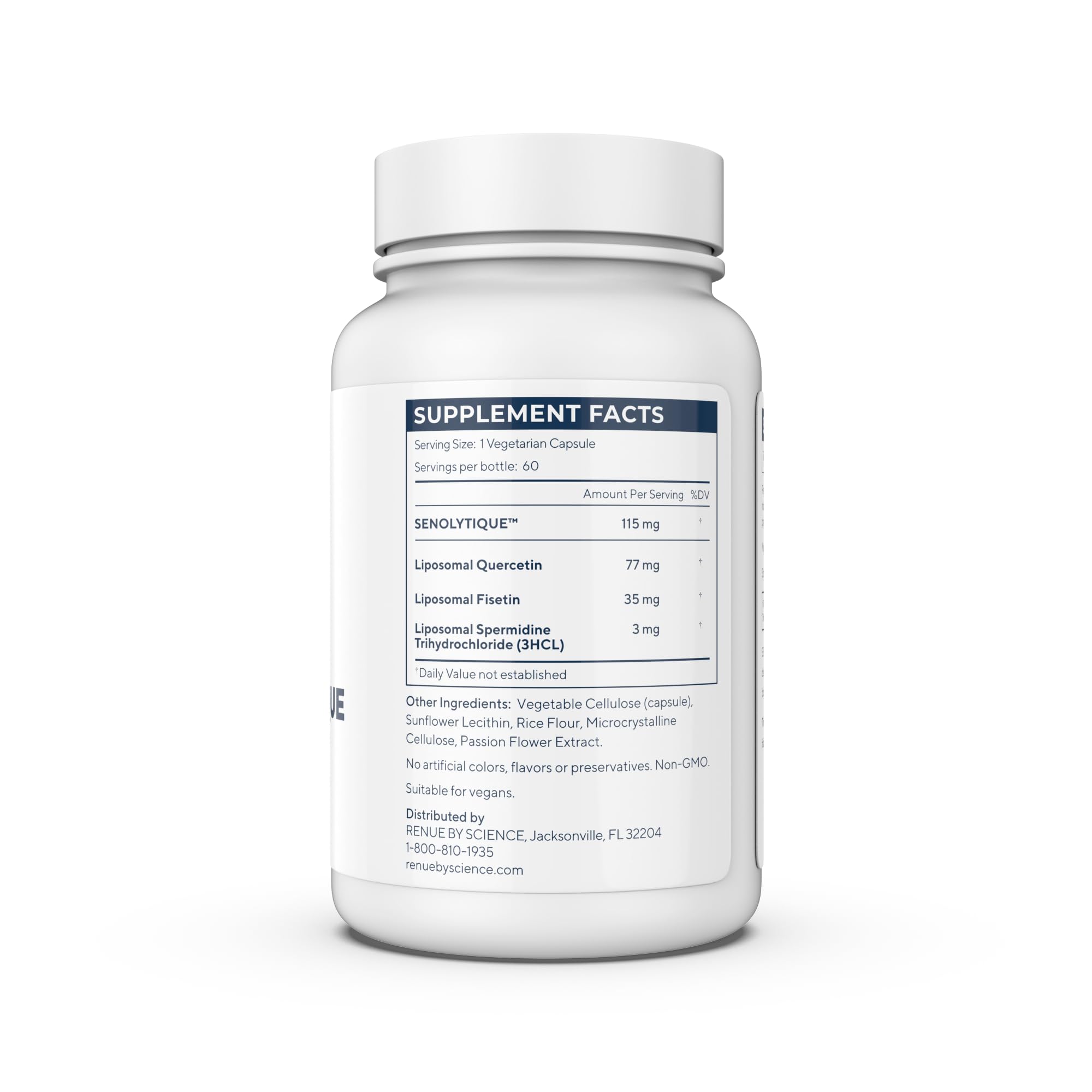 Renue By Science Senolytique Senolytic Supplements | 60 Capsules with Fisetin (35mg) Quercetin (78mg) & Spermidine (3mg) per Serving | Liposomal Formula | Manufactured in The USA & Third-Party Tested Renue By ScienceUS supplements