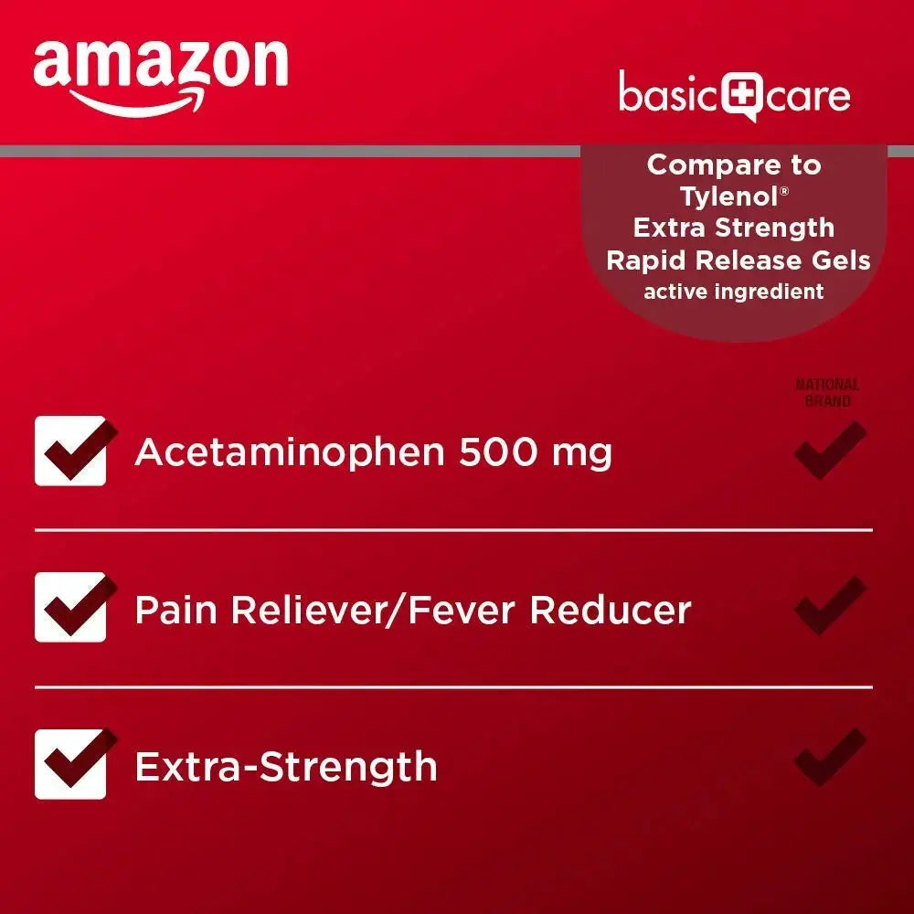 Amazon Basic Care Rapid Release Acetaminophen Caplets 500 mg, Extra Strength Pain Reliever and Fever Reducer for Headache, Backache, Menstrual Pain, Arthritis Pain, 400 Count Amazon Basic CareAu supplements