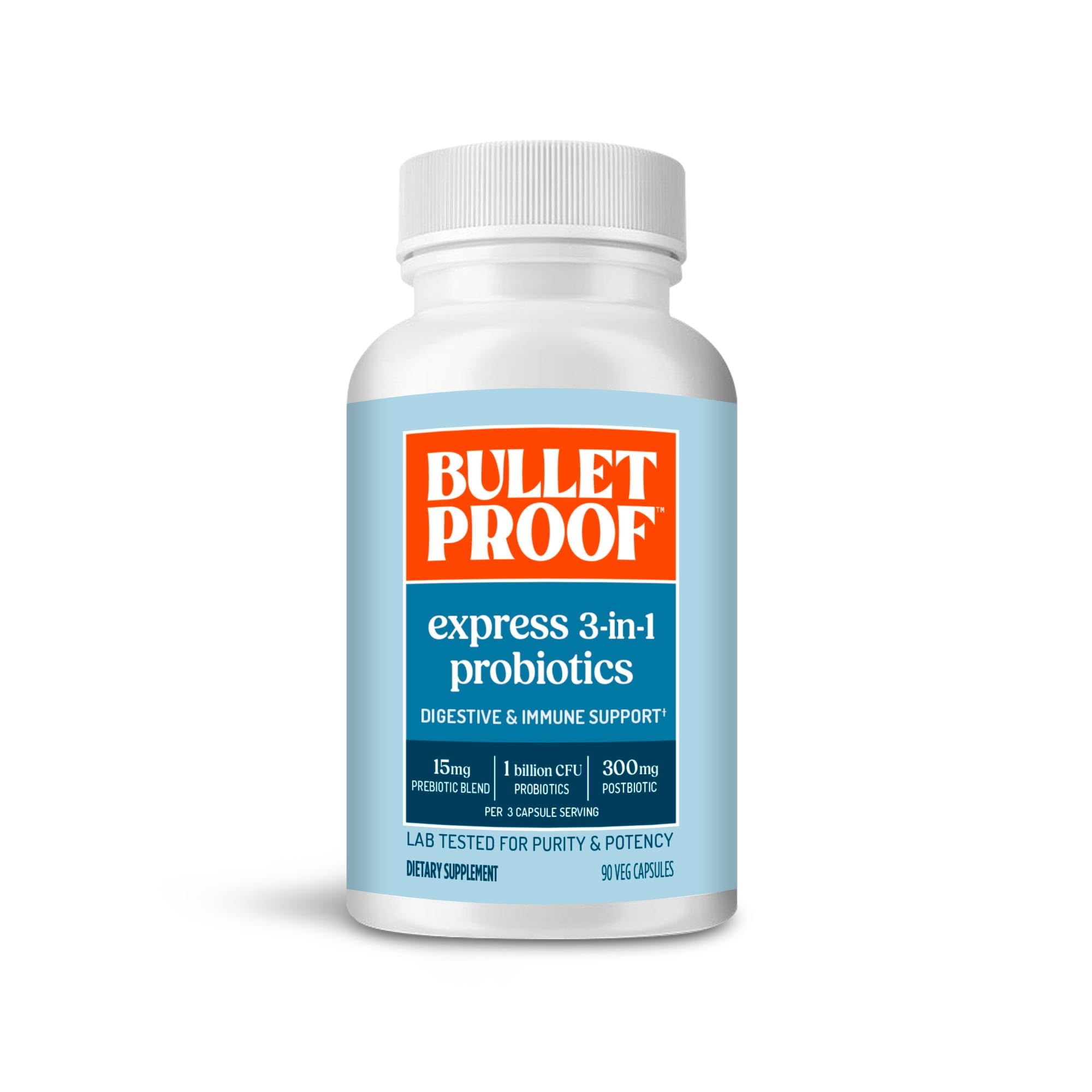 Bulletproof Express 3-in-1 Probiotic & Postbiotics Supplement for Sustained Gut Health, 90 Count BulletproofAu supplements