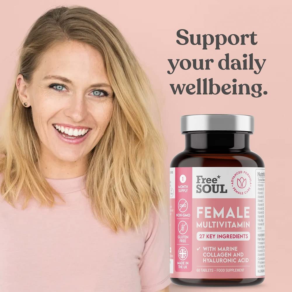 Women's Multivitamins and Minerals with Collagen & Hyaluronic Acid - 27 Essential Free SoulUS supplements