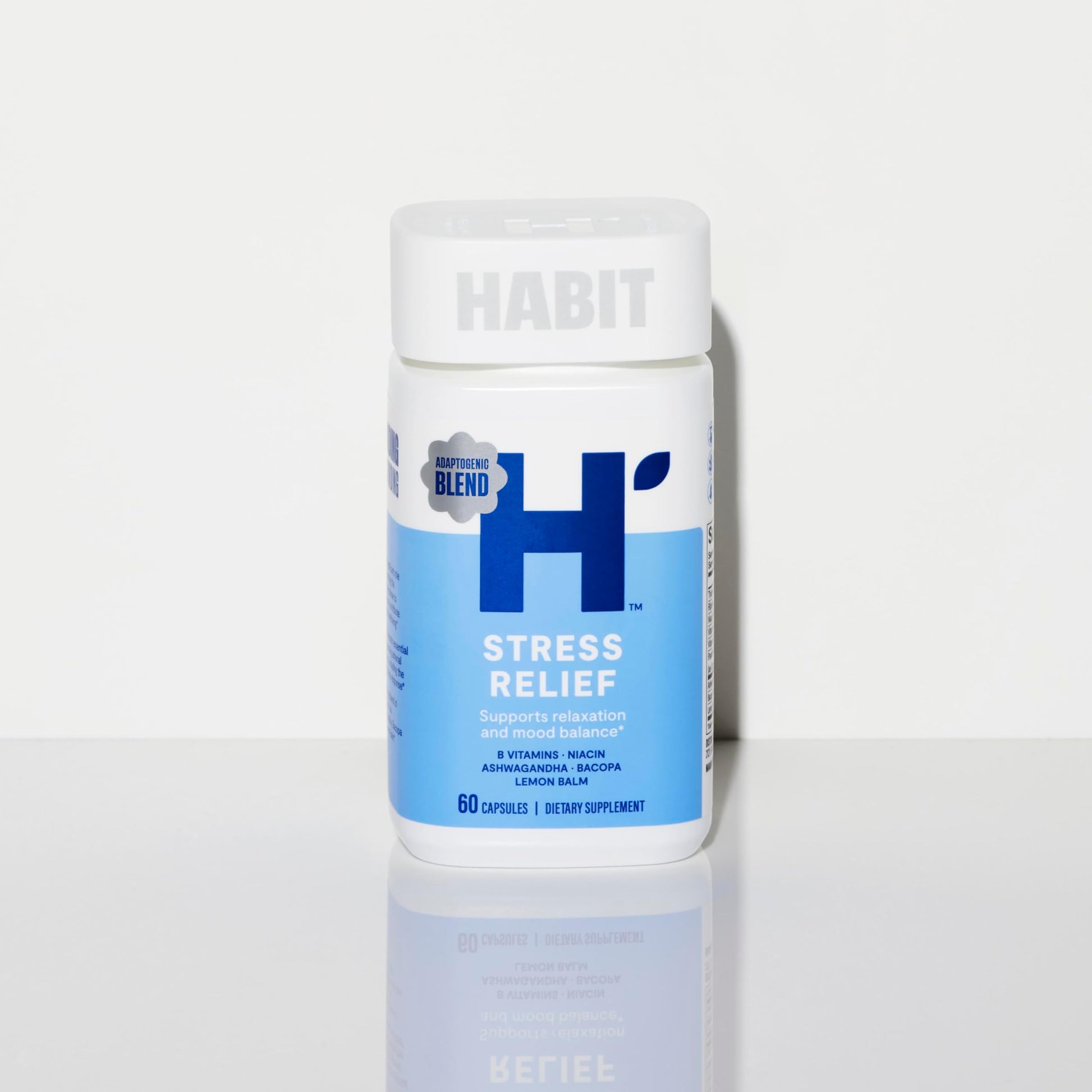 Habit Stress Relief Supplement (60 Capsules) - New Look, Supports Relaxation & Mood Balance, Vitamin B, Adaptogens, Lemon Balm, Calming, Vegan, Non-GMO (1 Pack) H' HabitAu supplements