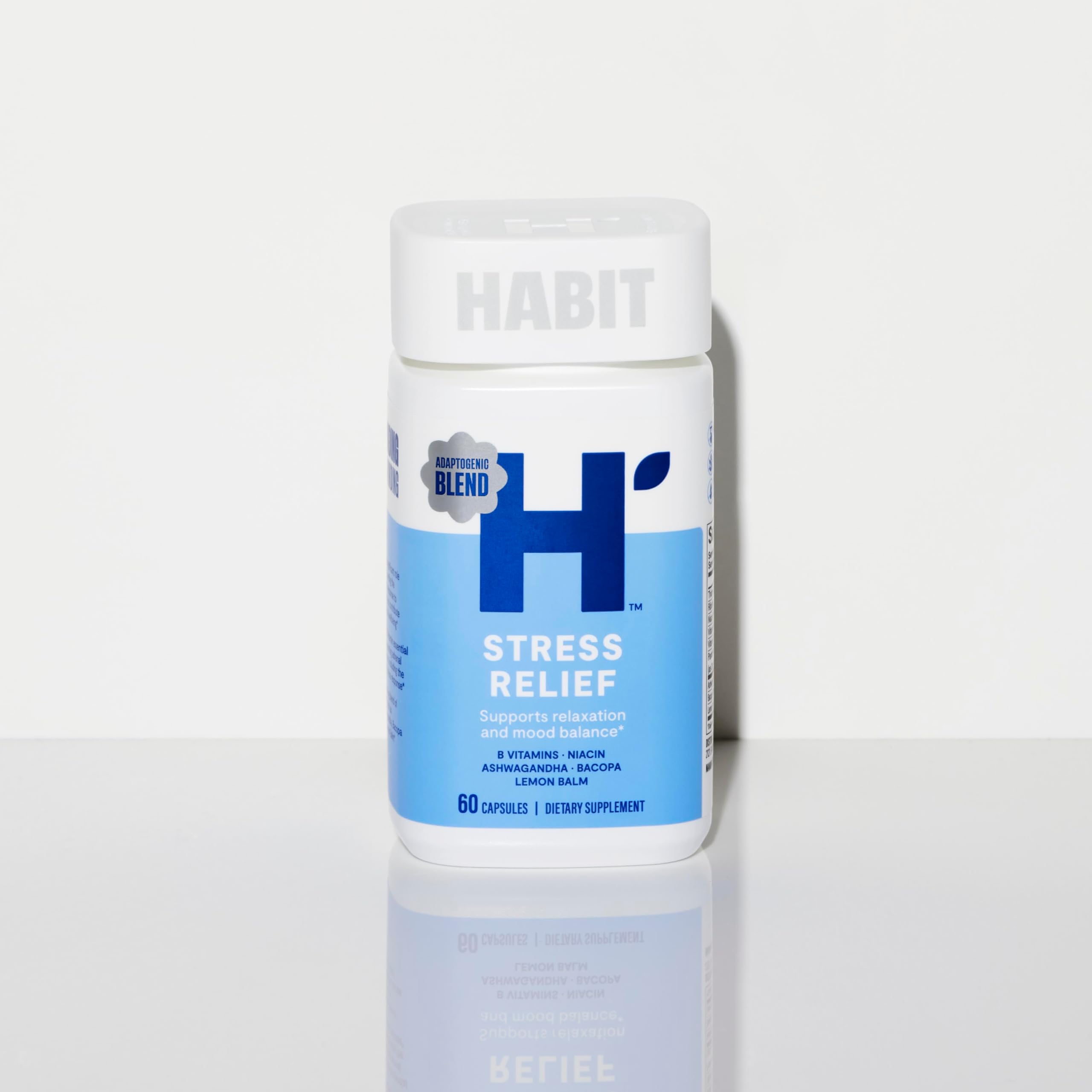 Habit Stress Relief Supplement (60 Capsules) - New Look, Supports Relaxation & Mood Balance, Vitamin B, Adaptogens, Lemon Balm, Calming, Vegan, Non-GMO (1 Pack) H' HabitAu supplements