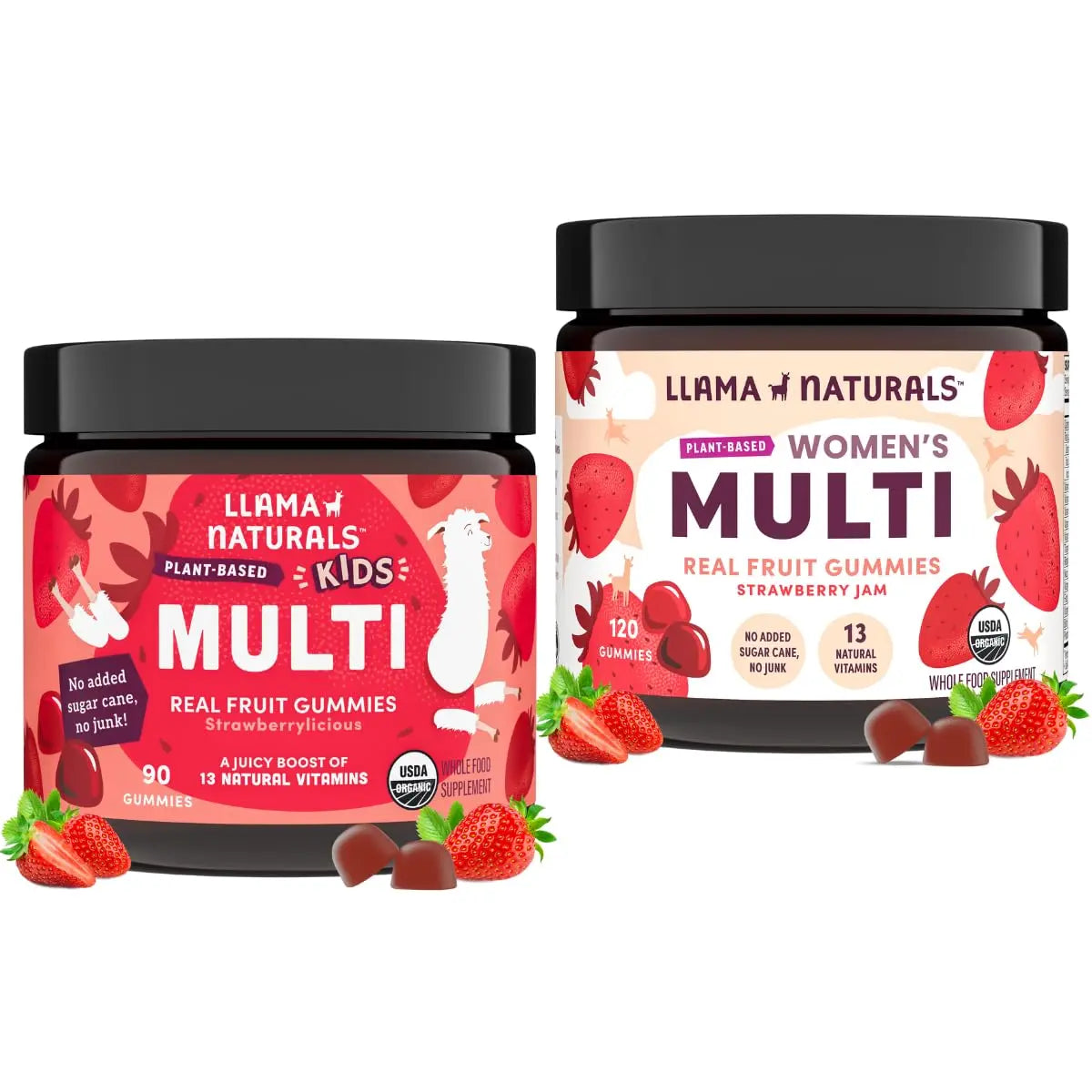 Llama Naturals Real Fruit Multivitamin Gummies | Kids & Women's Whole Food-Based Vitamins | No Added Cane Sugar | Llama NaturalsAu supplements