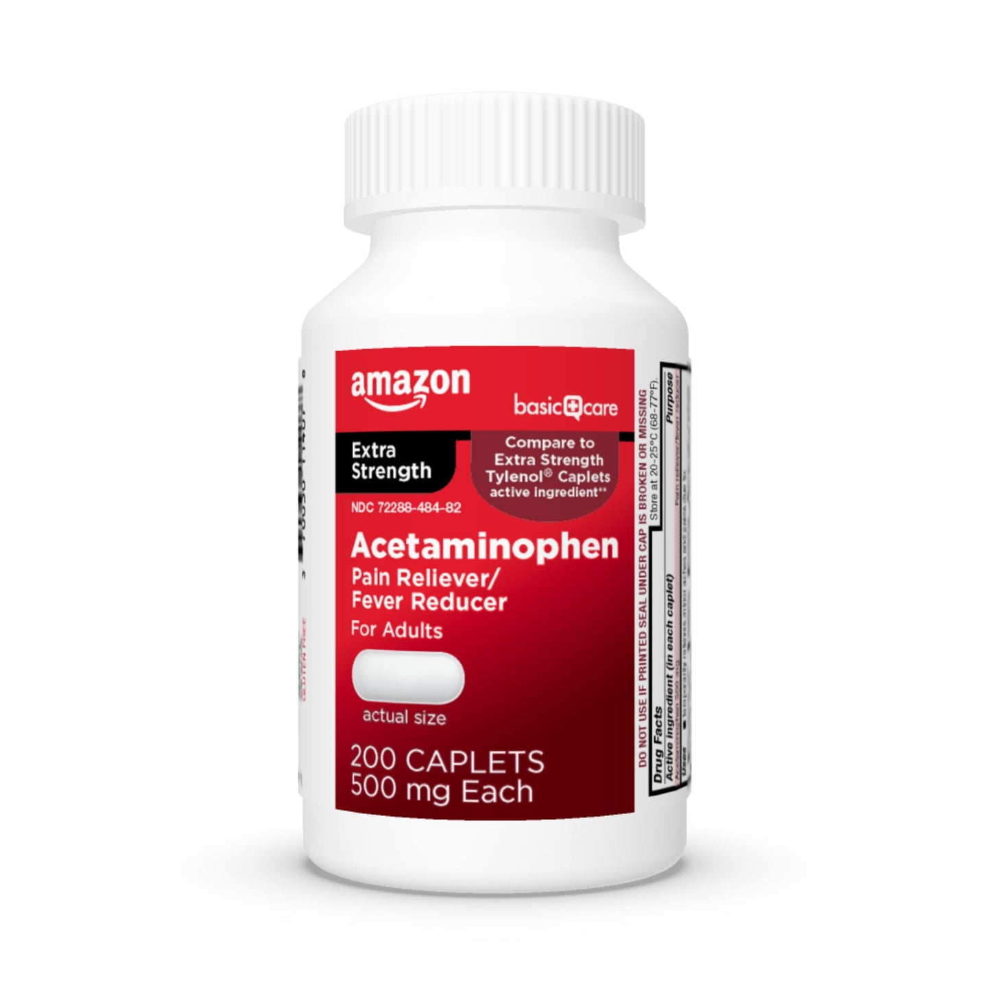 Amazon Basic Care Extra Strength Pain Relief, Acetaminophen Caplets, 500 mg, 200 Ct Amazon Basic CareUS supplements