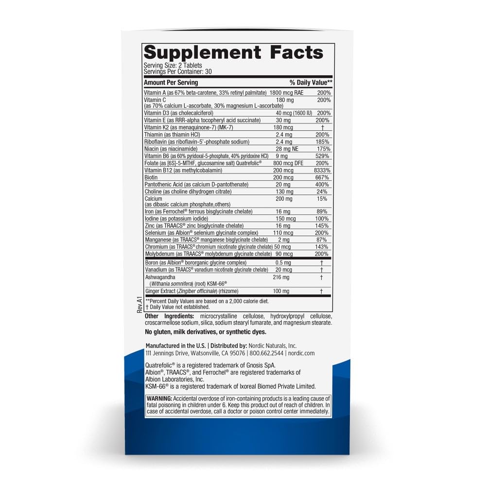 Nordic Naturals Women’s Multivitamin Extra Strength - Skin, Hair, Energy, & Bone Support - Immunity Supplement - 20 Essential Nutrients - 60 Tablets - 30 Servings Nordic NaturalsAu supplements