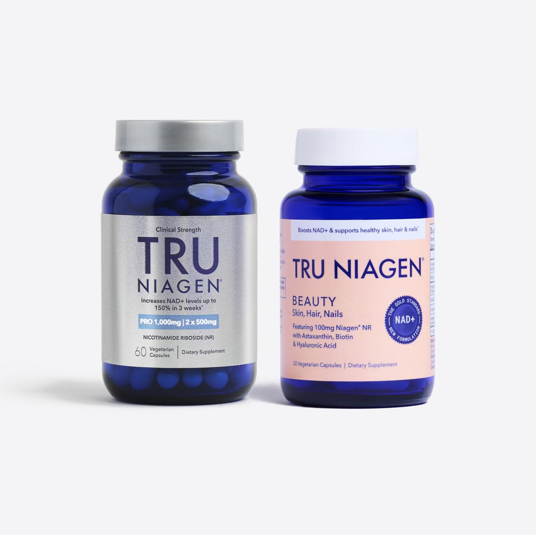 TRU NIAGEN 1,000mg + Beauty Bundle. A Full-Spectrum Bundle for Clinical-Strength Daily NAD+ Support and targeted Beauty Actives for Healthy Skin, Hair, and Nails at The Cellular Level. TRU NIAGENUS supplements