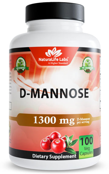 NaturaLife Labs Organic D-Mannose 1300 mg with Organic Cranberry Extract 100 mg per Serving – 100 Capsules – Non-GMO, Gluten-Free, Vegan NaturaLife LabsAu supplements