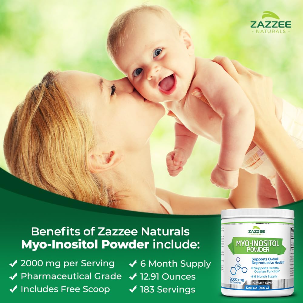 Zazzee Myo-Inositol Powder, 6 Month Supply, 183 Servings, 2000 mg per Serving ZazzeeUS supplements