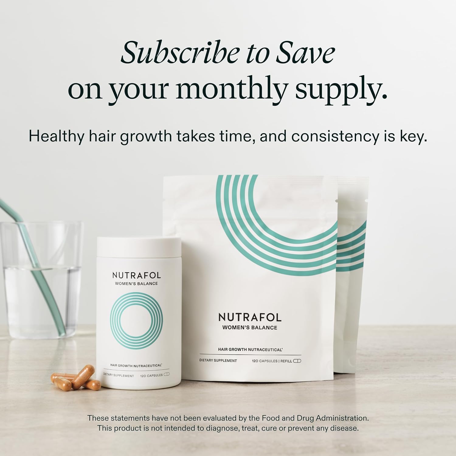Nutrafol Women's Balance Hair Growth Supplements, Ages 45 and Up, Clinically Proven for Visibly Thicker Hair and Scalp Coverage in 3-6 Months, Dermatologist Recommended - 1 Month Supply Refill Pouch NutrafolUS supplements