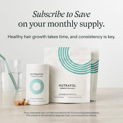 Nutrafol Women's Balance Hair Growth Supplements, Ages 45 and Up, Clinically Proven for Visibly Thicker Hair and Scalp Coverage in 3-6 Months, Dermatologist Recommended - 1 Month Supply Refill Pouch NutrafolUS supplements
