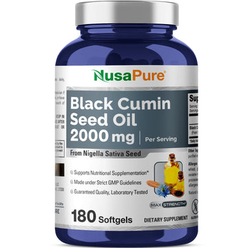NusaPure Black Seed Oil 2000mg per Serving - 180 Softgel Caps (Non-GMO, Gluten-Free) Cold-Pressed Nigella Sativa NusaPureAu supplements