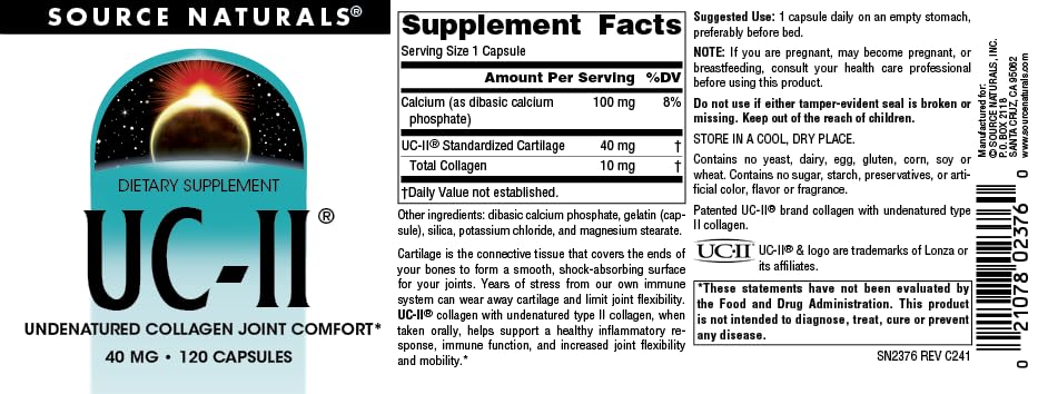 Source Naturals UC-II, Undenatured Collagen Joint Comfort Source NaturalsAu supplements