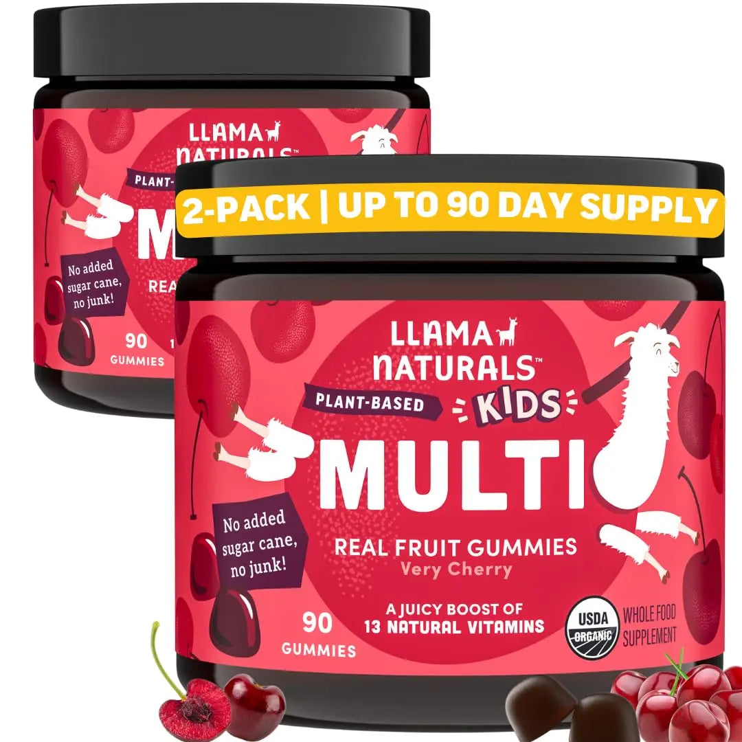 Llama Naturals Kids Multivitamin Gummies | Real Fruit, No Added Sugar Cane | Organic Vegan Toddler Whole Food Vitamins | Llama NaturalsAu supplements
