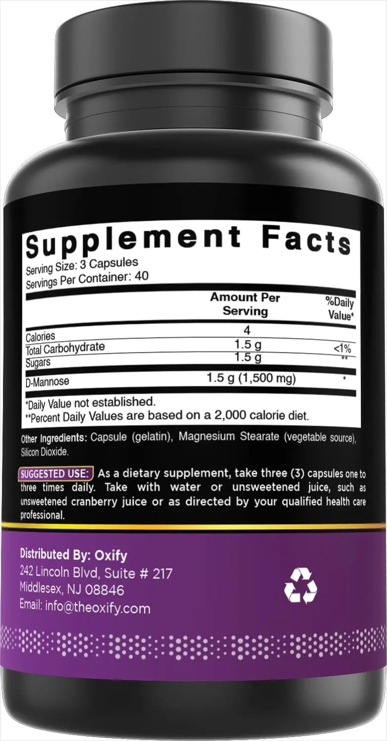 Oxify D-Mannose 1500 mg | 120 Tablets | Gluten-Free, Non-GMO | Supplement Made in USA OxifyAu supplements