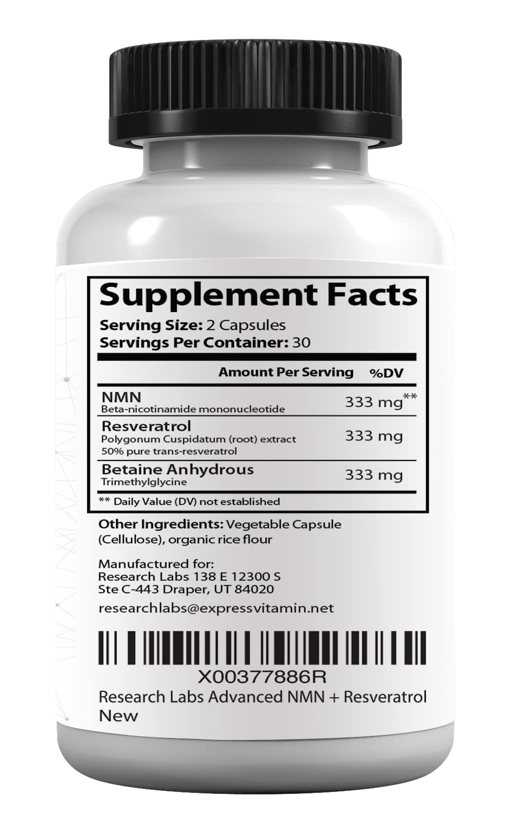 Research Labs Advanced NMN Resveratrol & Betaine (TMG) Longevity Formula – NAD Cellular Energy, Healthy Aging, Metabolic Support – Advanced Science Supplement – Made in USA NAD Supplement Booster Research LabsAu supplements