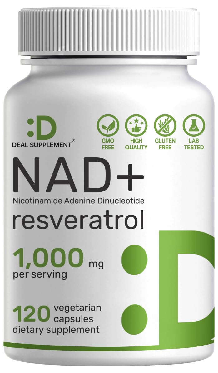 NAD+ Resveratrol Supplement 1,000mg Per Serving, 120 Veggie Capsules | 2-in-1 Extra Strength NMN Supplement Alternative | NAD Supplements for Women & Men | Non-GMO, Gluten Free DEAL SUPPLEMENTAu supplements