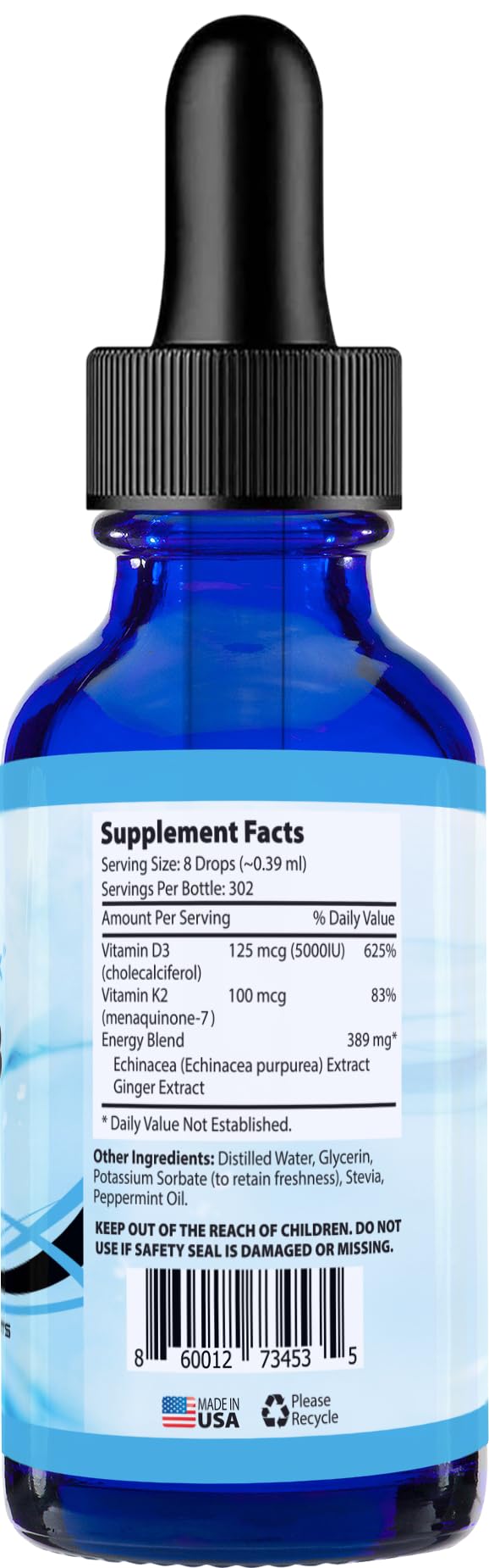 Absonutrix Vitamin D3 K2 Drops, 390mg, 4 Oz Liquid, 302 Servings, Made in USA, Quick Absorption, Quality Potent Ingredients, Non-GMO, GMP Certified, Cruelty-Free Products, Bone Strength Supplements AbsonutrixAu supplements