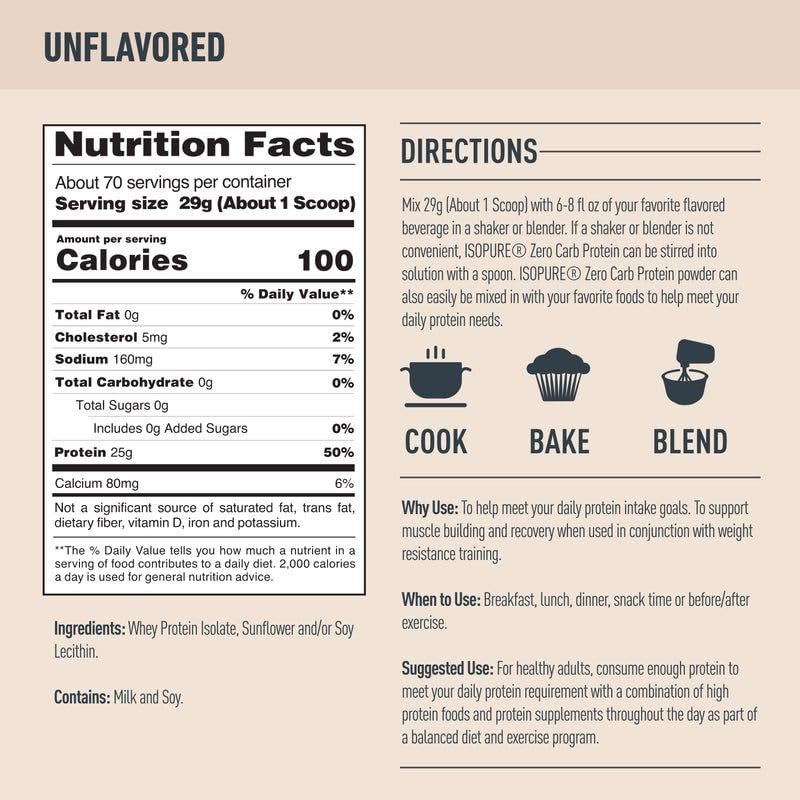Isopure Zero Carb Unflavored 4.5lb, 70 Servings IsopureUS supplements
