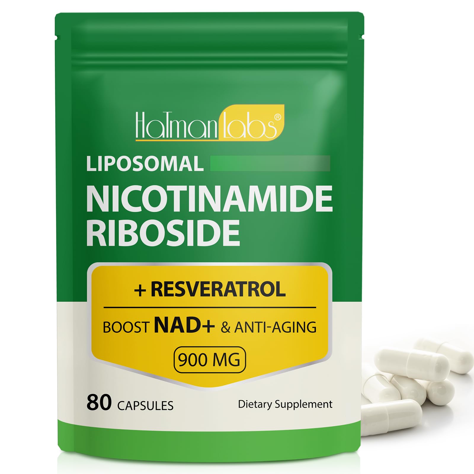 NAD Supplement - Liposomal Nicotinamide Riboside 900mg, Resveratrol, Quercetin - High Purity NAD Supplement for Energy, Support Cellular Health, Stamina & Healthy Aging - Ultra Strength 80 Capsules MXCZBSMAu supplements