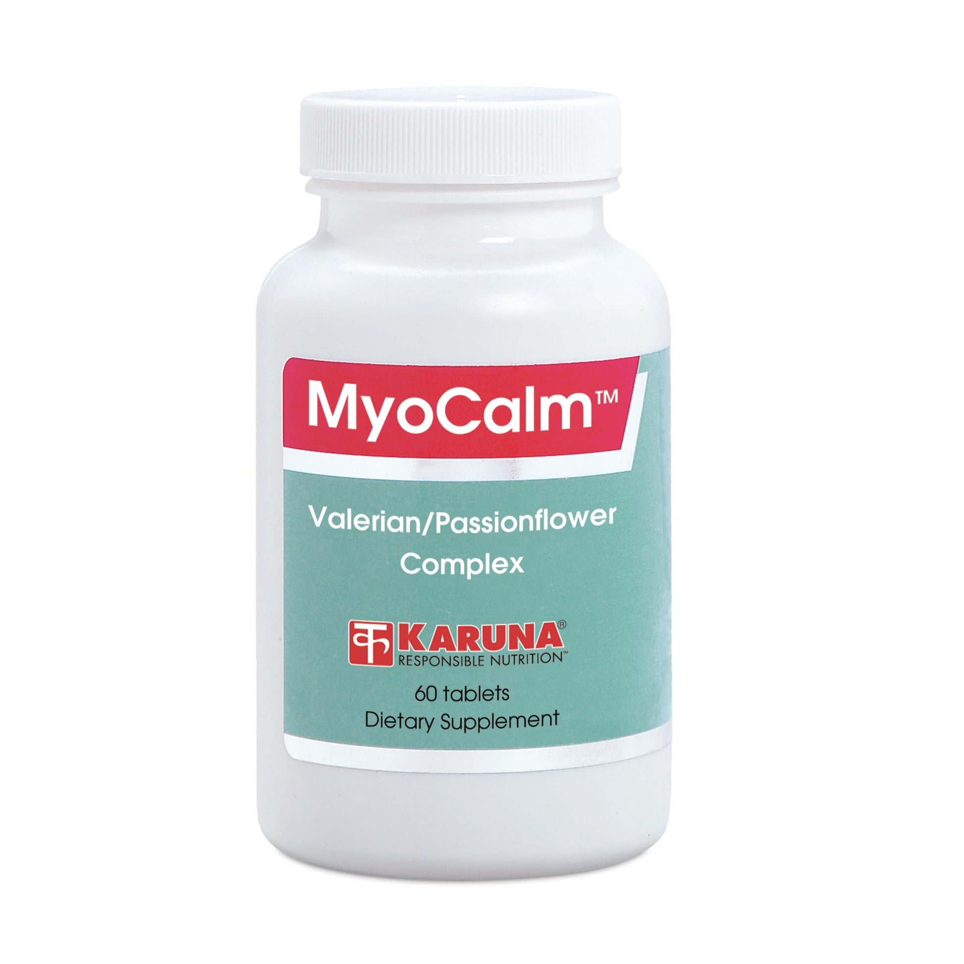 MyoCalm 60 Vegetarian Capsules | Valerian 175mg, Passion Flower 100mg, Black Cohosh 100mg, Calcium 75mg, Magnesium 75mg, b3(niacinamide), b6(Pyridoxine HCI) KarunaAu supplements