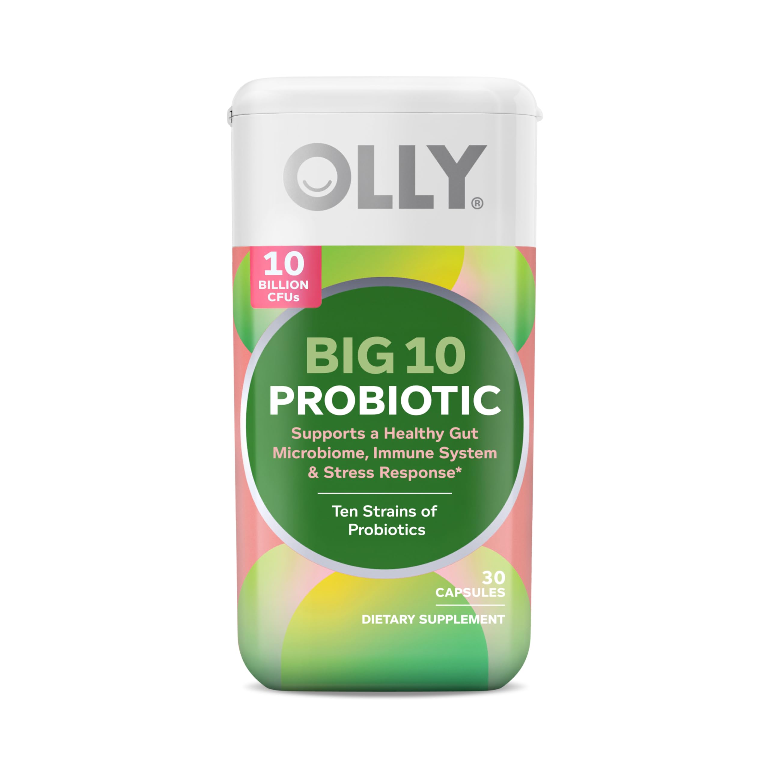 OLLY Big 10 Probiotic, Supports a Healthy Gut Microbiome,* 10 Billion CFUs, 30 Day Supply - 30 Count OLLYAu supplements